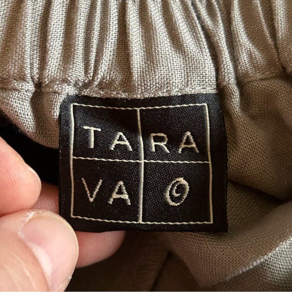 tara va gray flat front linen blend elastic waist pull on pants size medium - Picture 4 of 6